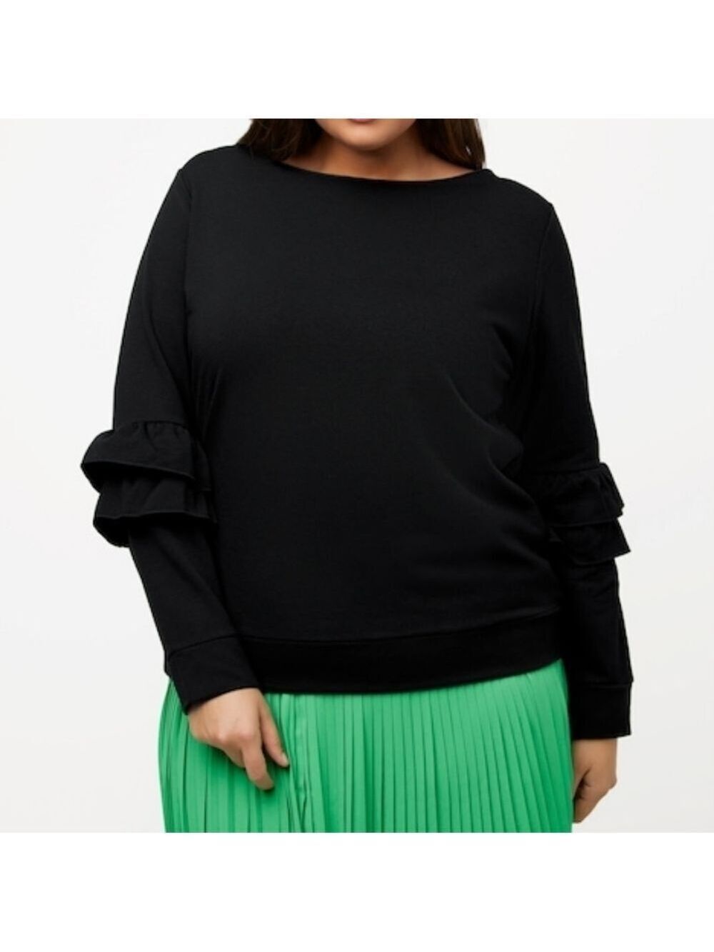 24/26 • Ulla popken • Ruffle Detail V-Neck Sweatshirt